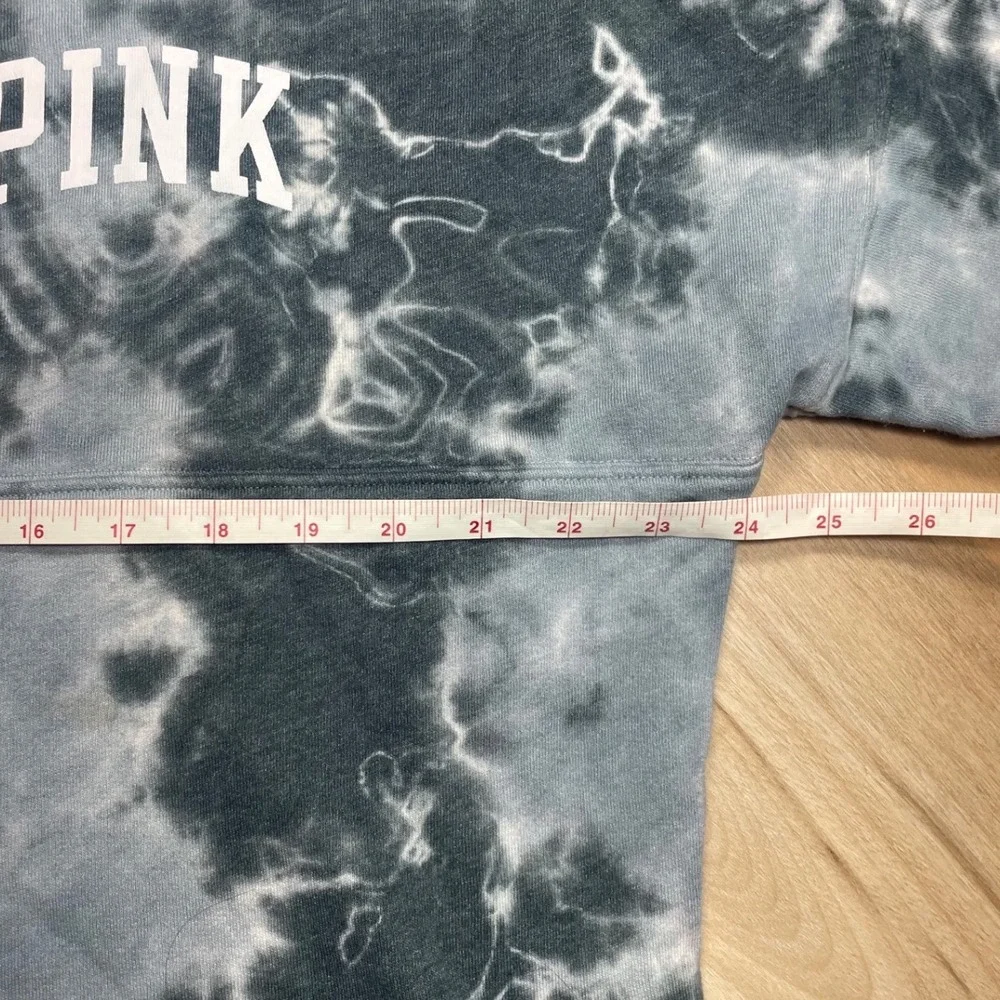 Victoria's Secret PINK Tie Dye Crewneck Sweatshirt Grey White Oversized Medium - Picture 4 of 6